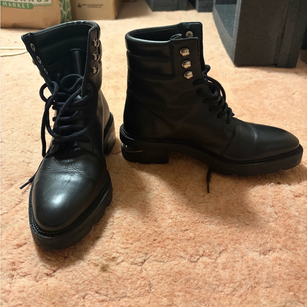 Alexander Wang Black Leather Combat Boots